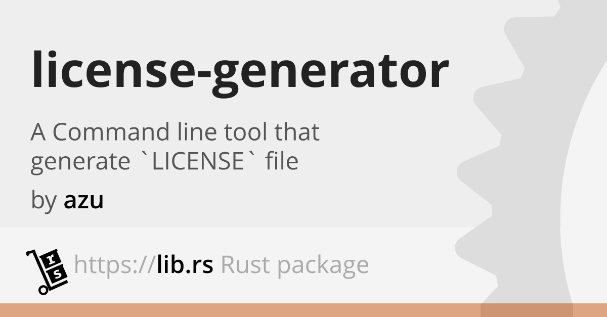 License Generator Command Line Utility In Rust Lib Rs