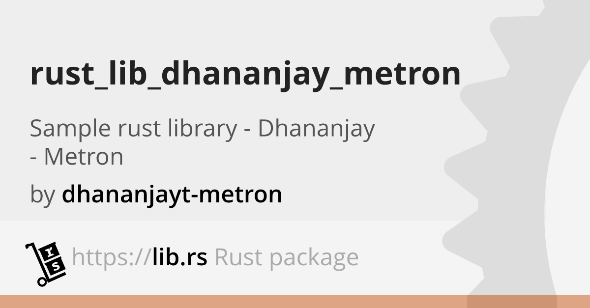 Rust Lib Dhananjay Metron Rust Library Lib Rs