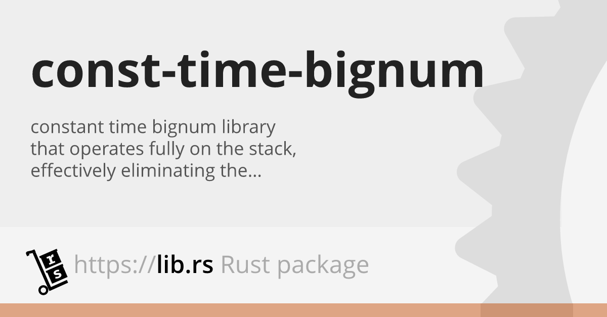 Const-time-bignum — Rust crypto library // Lib.rs